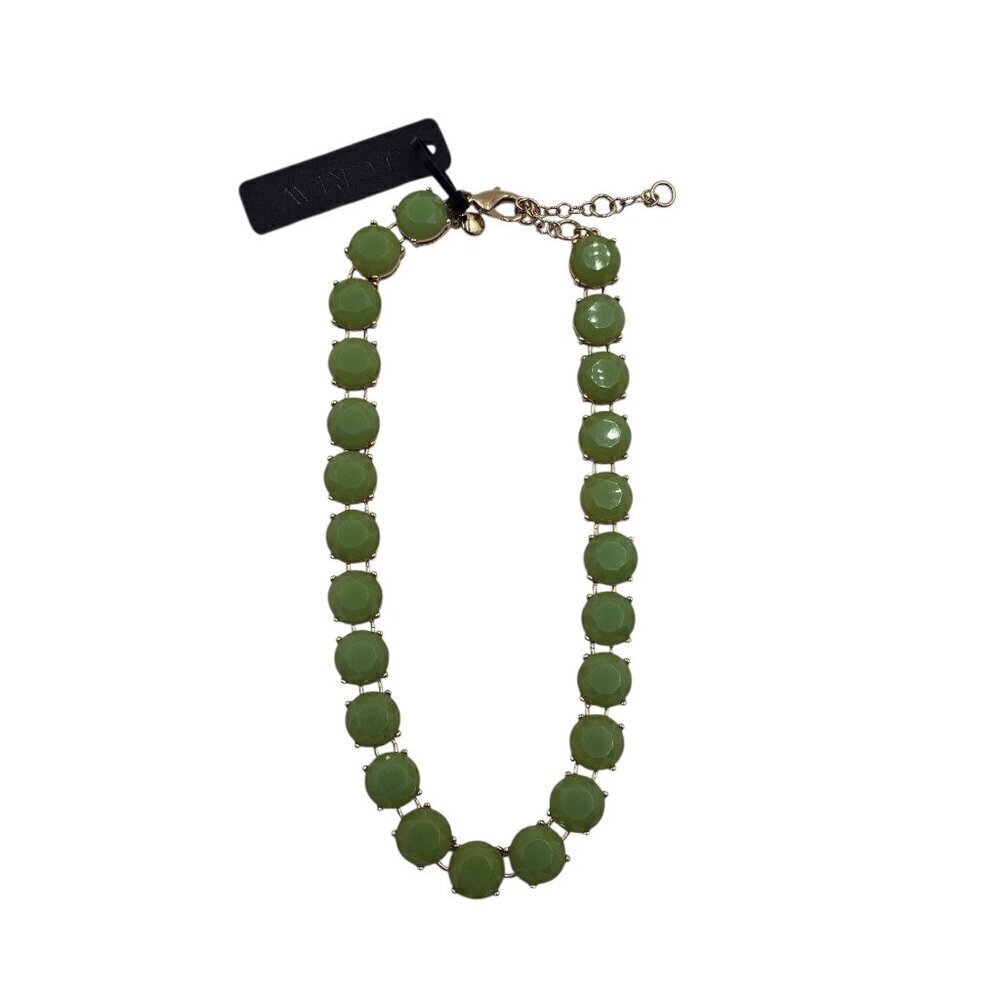 New - J. Crew 17” Long Crystal Resin Green Statement Necklace - Picture 3 of 8
